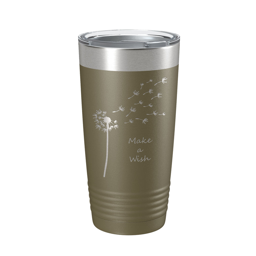 Dandelion Make A Wish Tumbler Travel Mug Gift Mom Daughter Her Women Girls Insulated Laser Engraved Coffee Cup 20 oz