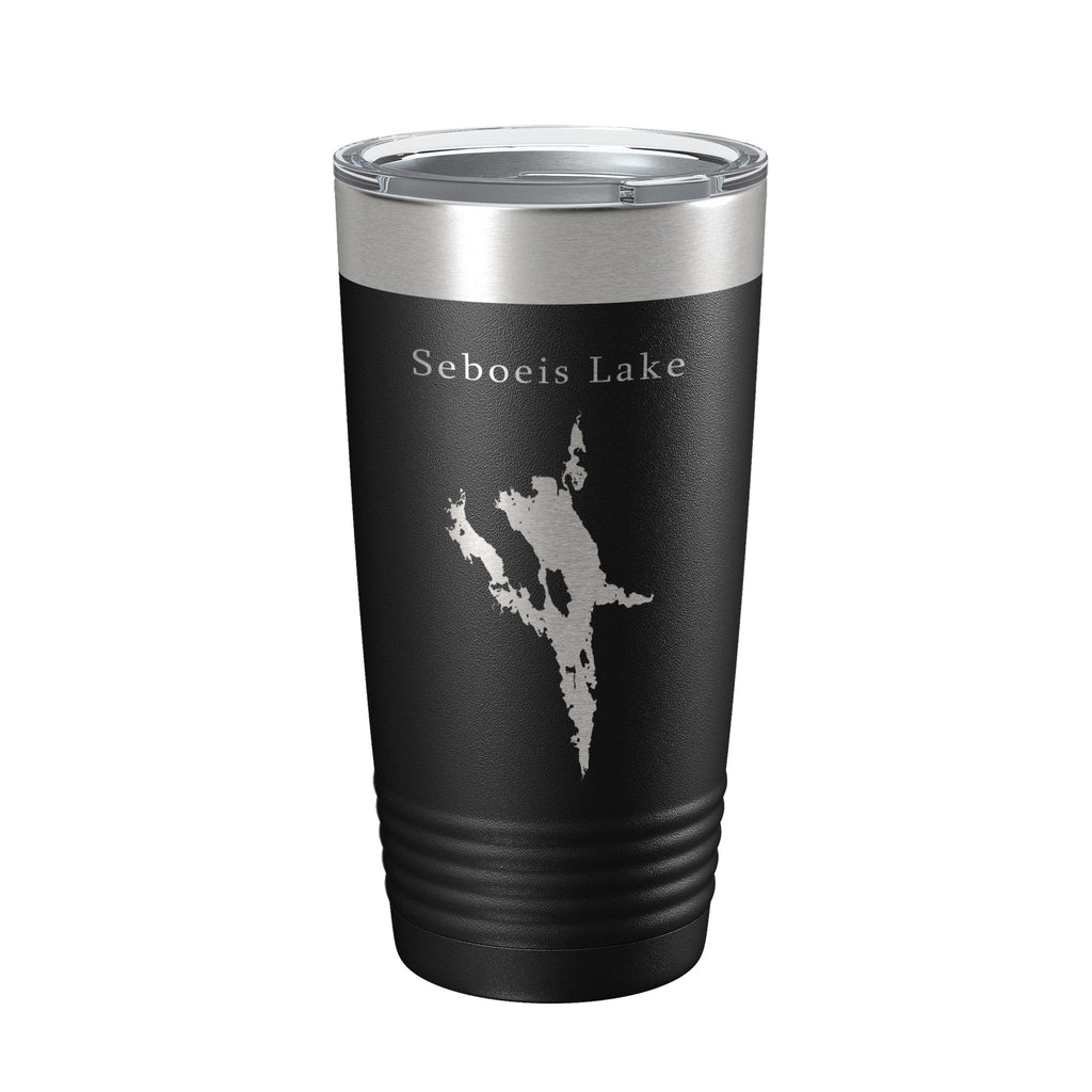 Seboeis Lake Map Tumbler Travel Mug Insulated Laser Engraved Coffee Cup Maine 20 oz