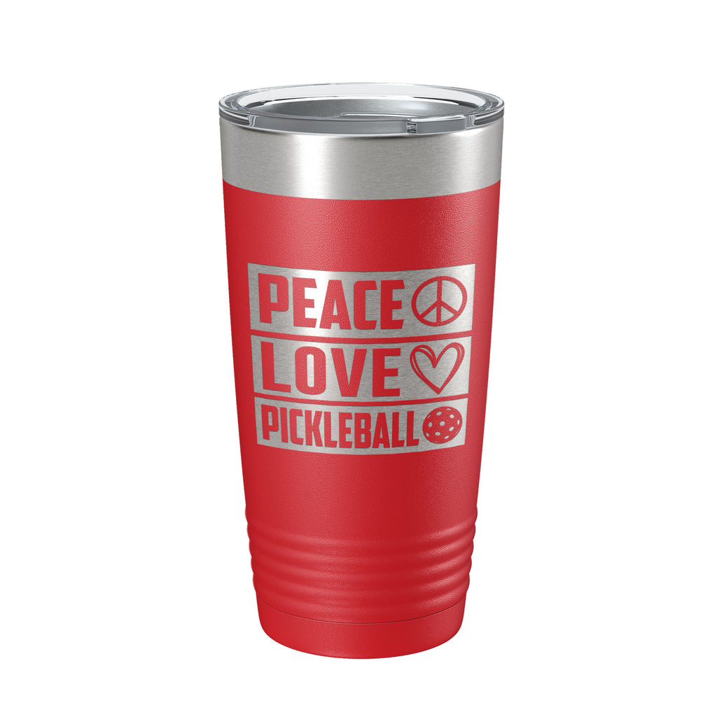 Peace Love Pickleball Tumbler Travel Mug Insulated Laser Engraved Coffee Cup Pickle Ball Gift 20 oz