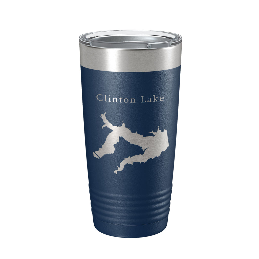 Clinton Lake Map Tumbler Travel Mug Insulated Laser Engraved Coffee Cup Kansas 20 oz