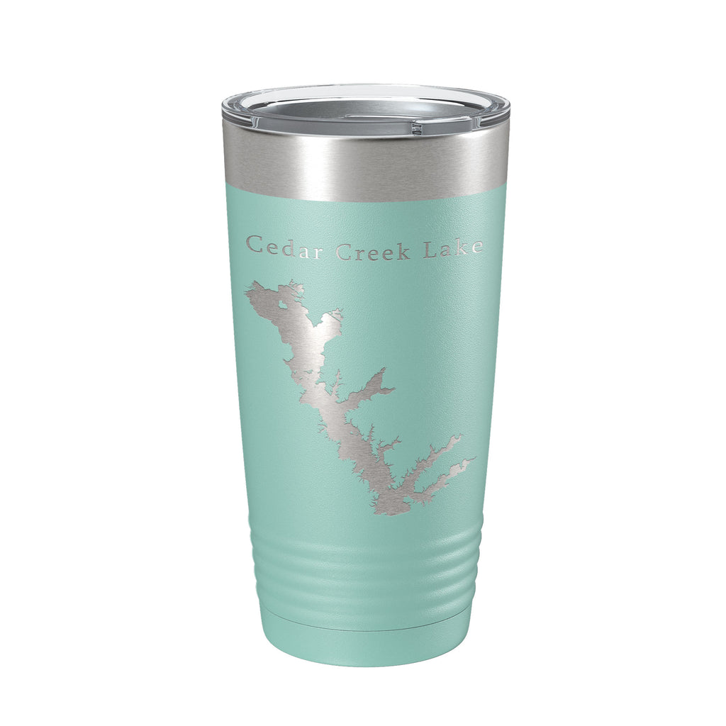 Cedar Creek Lake Reservoir Map Tumbler Travel Mug Insulated Laser Engraved Coffee Cup Texas 20 oz