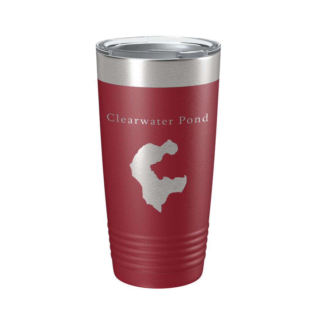 Clearwater Pond Lake Map Tumbler Travel Mug Insulated Laser Engraved Coffee Cup Maine 20 oz