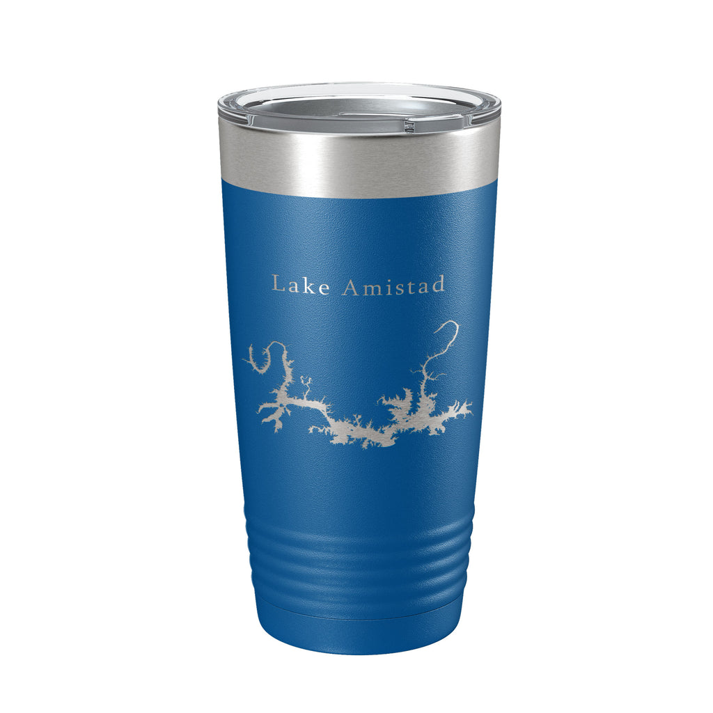 Lake Amistad Reservoir Map Tumbler Travel Mug Insulated Laser Engraved Coffee Cup Texas 20 oz