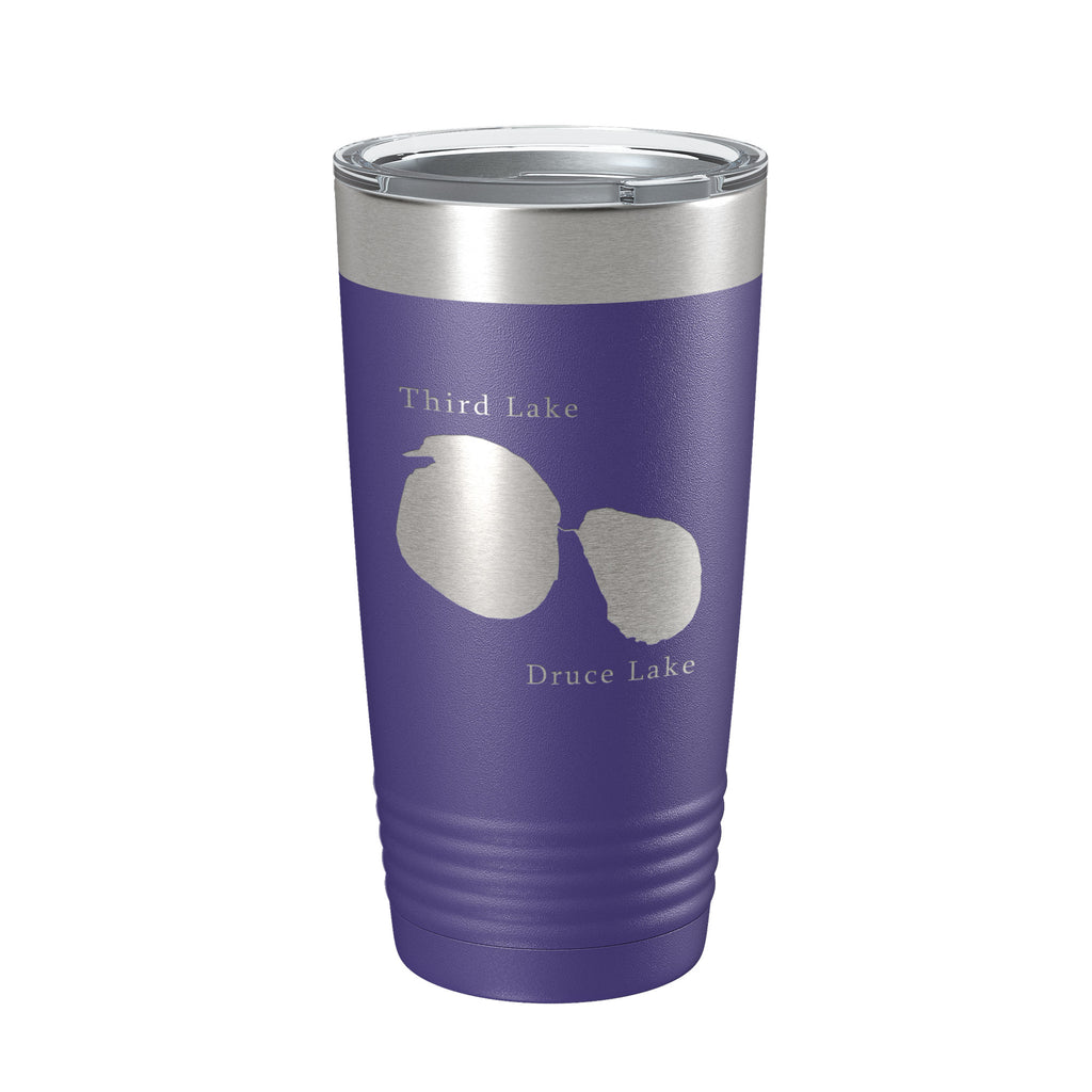 Third and Druce Lakes Map Tumbler Travel Mug Insulated Laser Engraved Coffee Cup Mill Creek Illinois 20 oz
