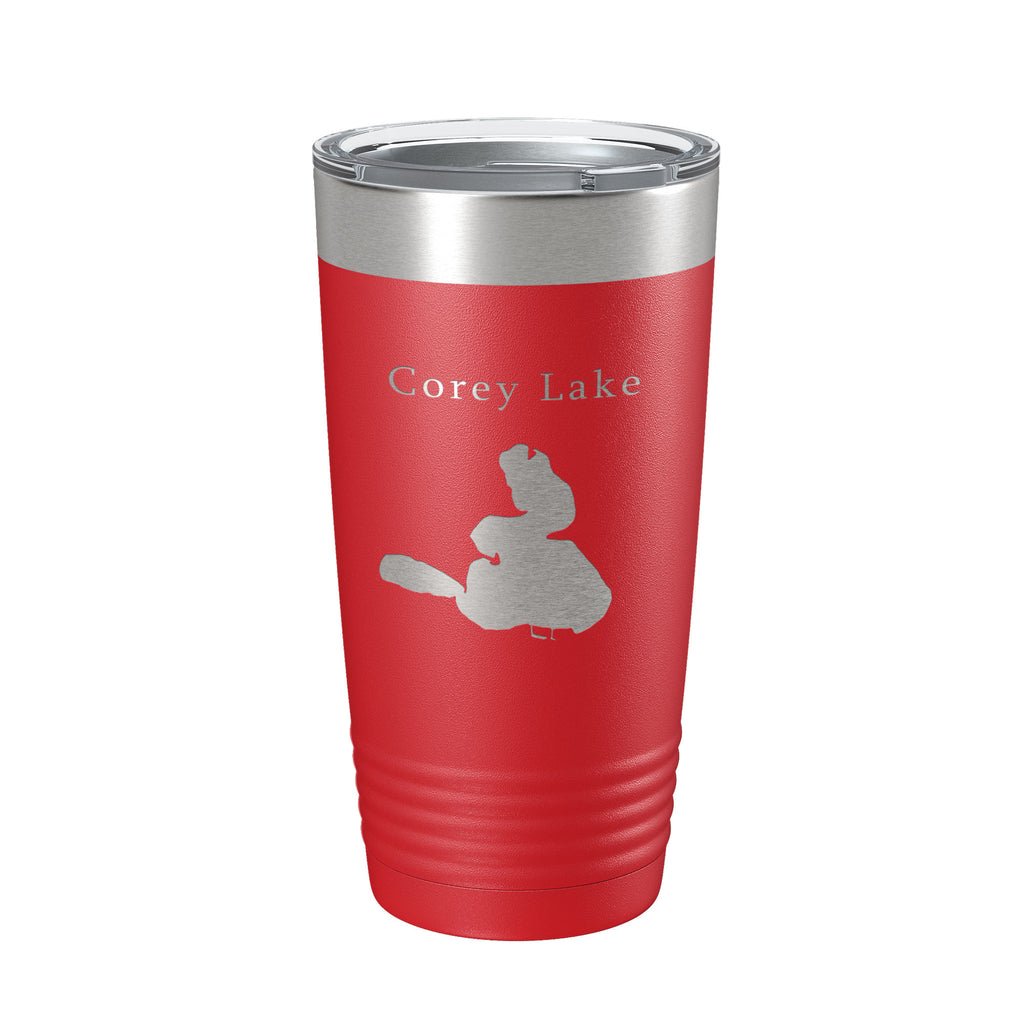 Corey Lake Map Tumbler Travel Mug Insulated Laser Engraved Coffee Cup Michigan 20 oz