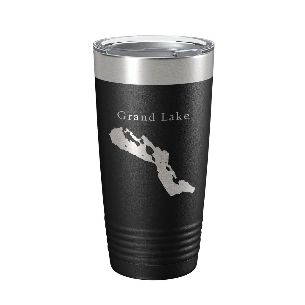 Grand Lake Map Tumbler Travel Mug Insulated Laser Engraved Coffee Cup Michigan 20 oz