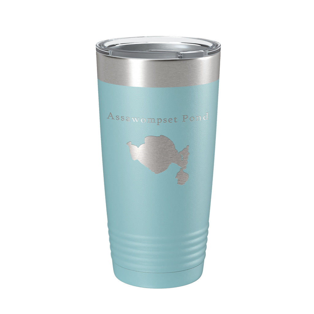 Assawompset Pond Tumbler Lake Map Travel Mug Insulated Laser Engraved Coffee Cup Massachusetts 20 oz
