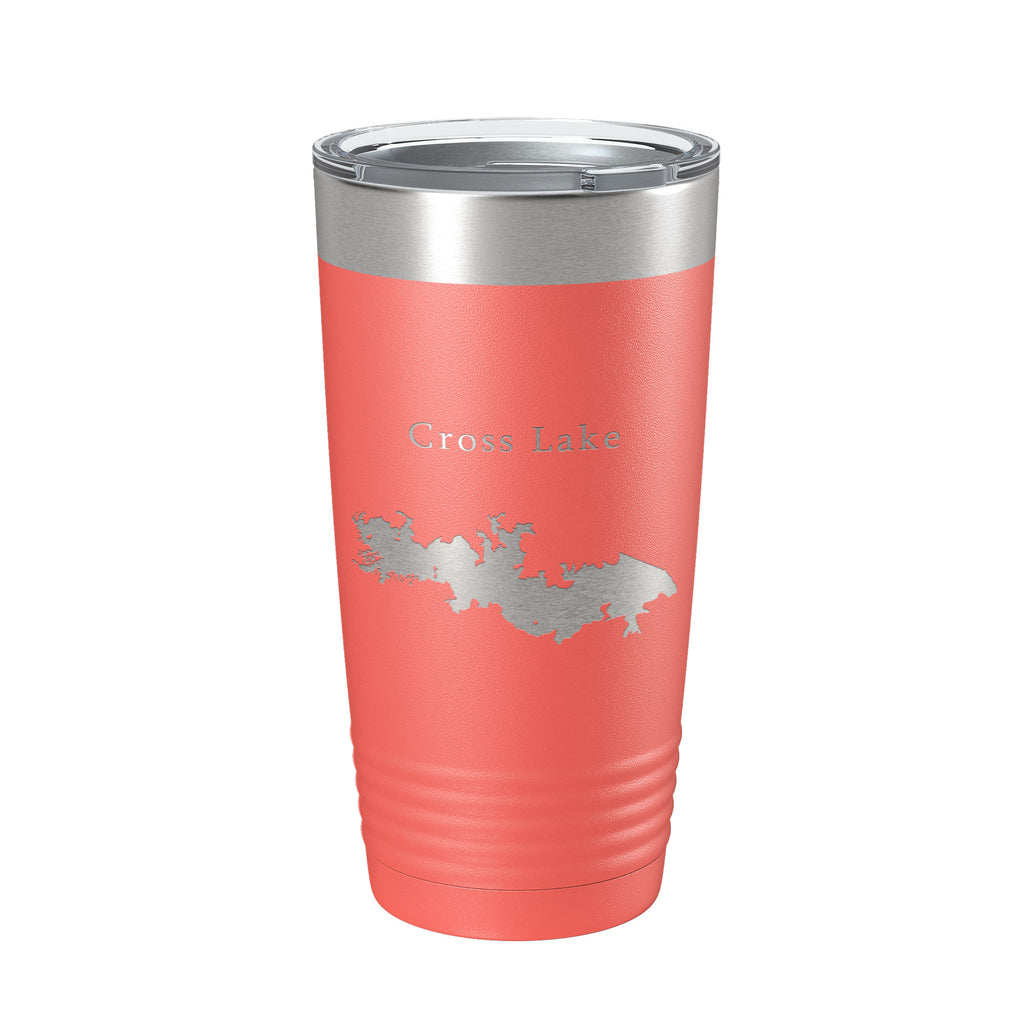 Cross Lake Map Tumbler Travel Mug Insulated Laser Engraved Coffee Cup Shreveport Louisiana 20 oz