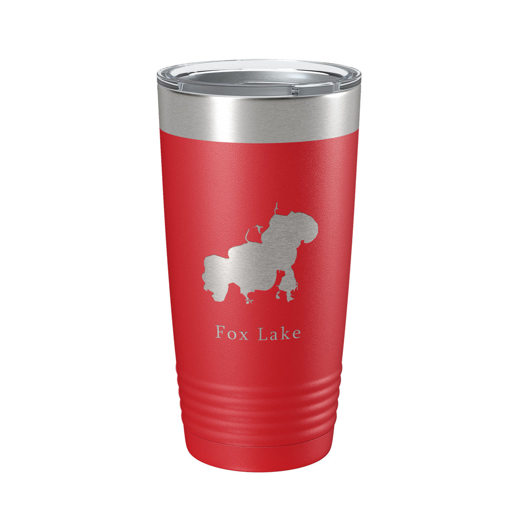Fox Lake Map Tumbler Travel Mug Insulated Laser Engraved Coffee Cup Illinois 20 oz