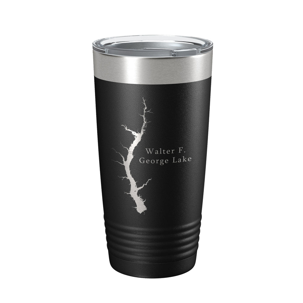 Walter F. George Lake Map Tumbler Travel Mug Insulated Laser Engraved Coffee Cup Alabama Georgia 20 oz