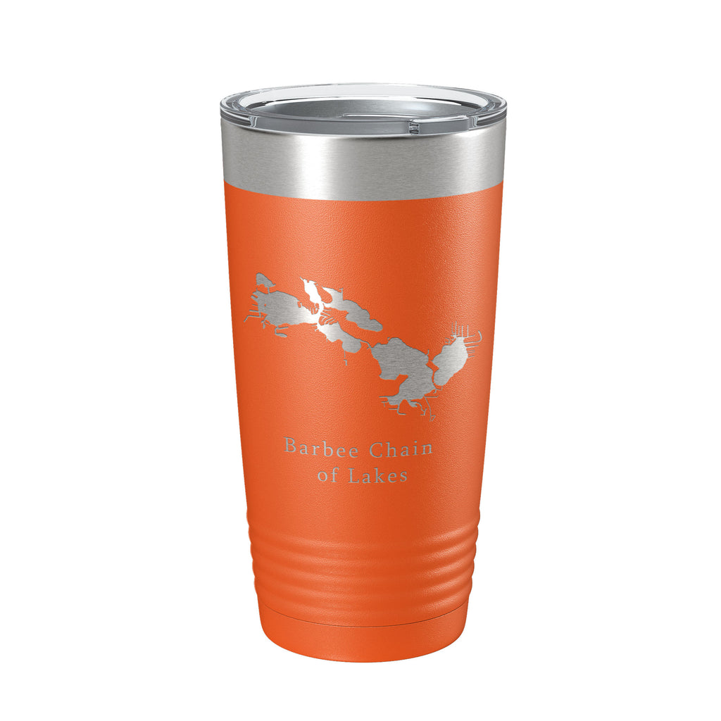 Barbee Chain of Lakes Map Tumbler Travel Mug Insulated Laser Engraved Coffee Cup Indiana 20 oz
