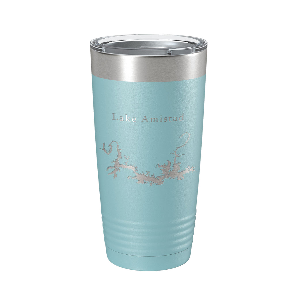 Lake Amistad Reservoir Map Tumbler Travel Mug Insulated Laser Engraved Coffee Cup Texas 20 oz