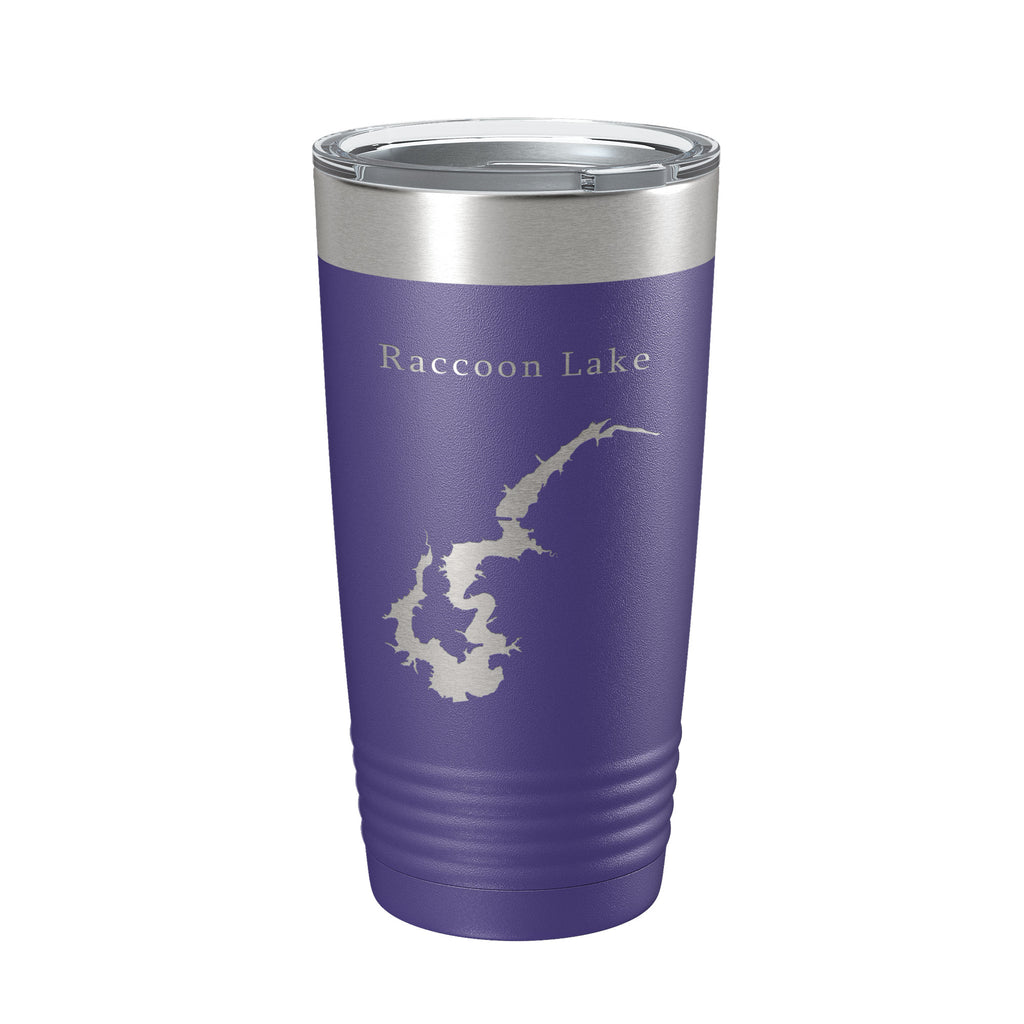 Raccoon Lake Map Tumbler Travel Mug Insulated Laser Engraved Coffee Cup Indiana 20 oz