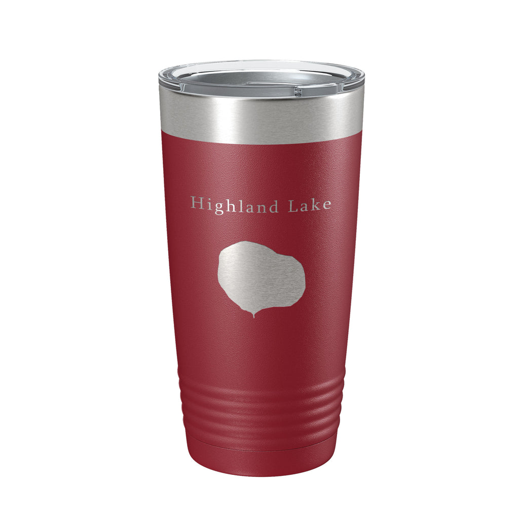 Highland Lake Map Tumbler Travel Mug Insulated Laser Engraved Coffee Cup Illinois 20 oz