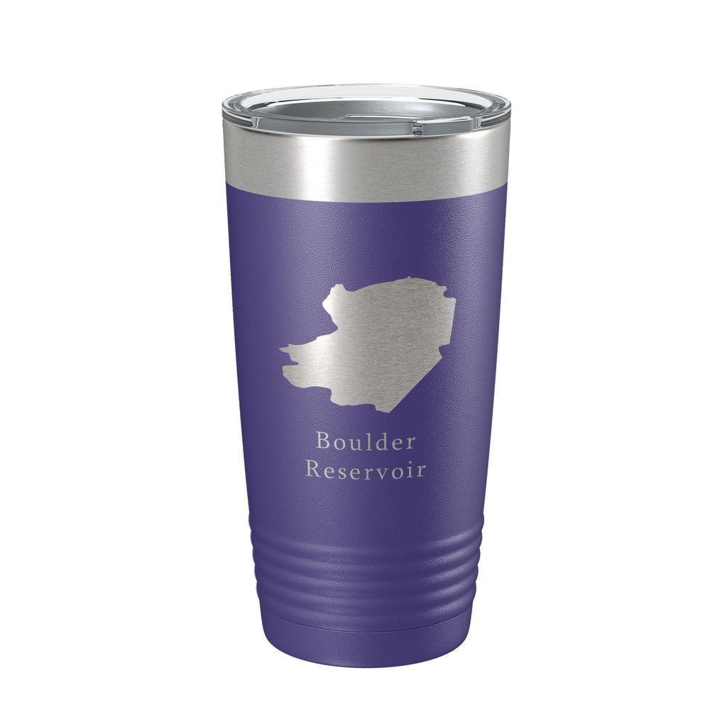Boulder Reservoir Tumbler Lake Map Travel Mug Insulated Laser Engraved Coffee Cup Colorado 20 oz