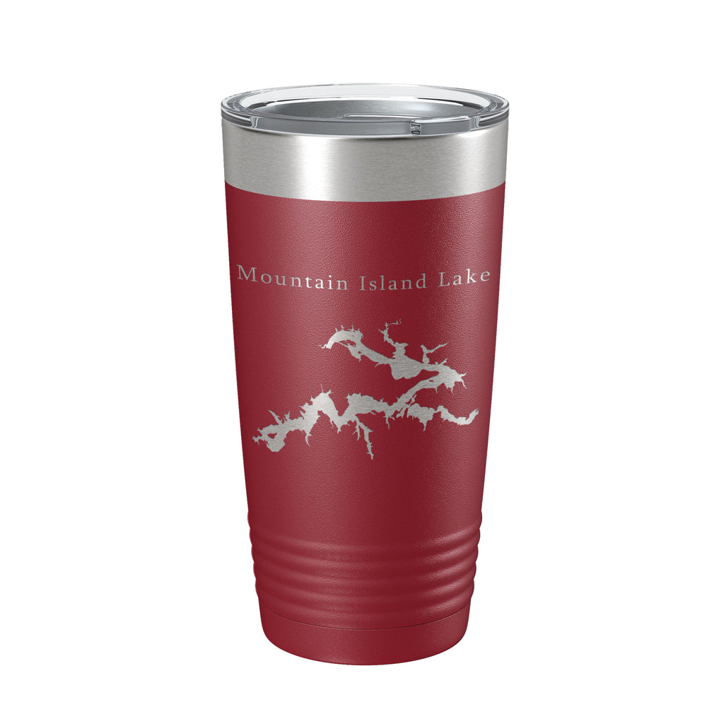 Mountain Island Lake Map Tumbler Travel Mug Insulated Laser Engraved Coffee Cup North Carolina 20 oz