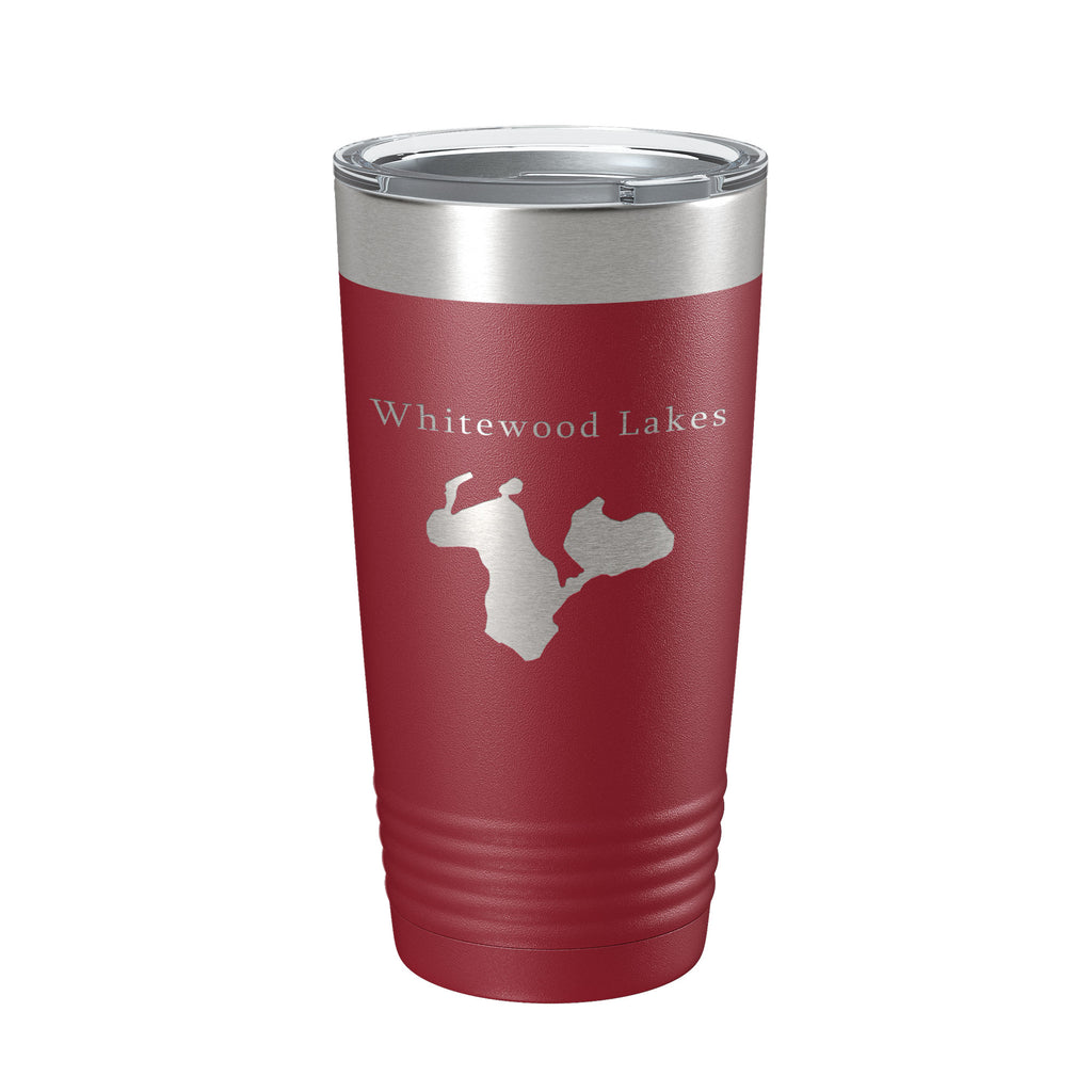 Whitewood Lakes Map Tumbler Travel Mug Insulated Laser Engraved Coffee Cup Huron River Chain of Lakes Michigan 20 oz