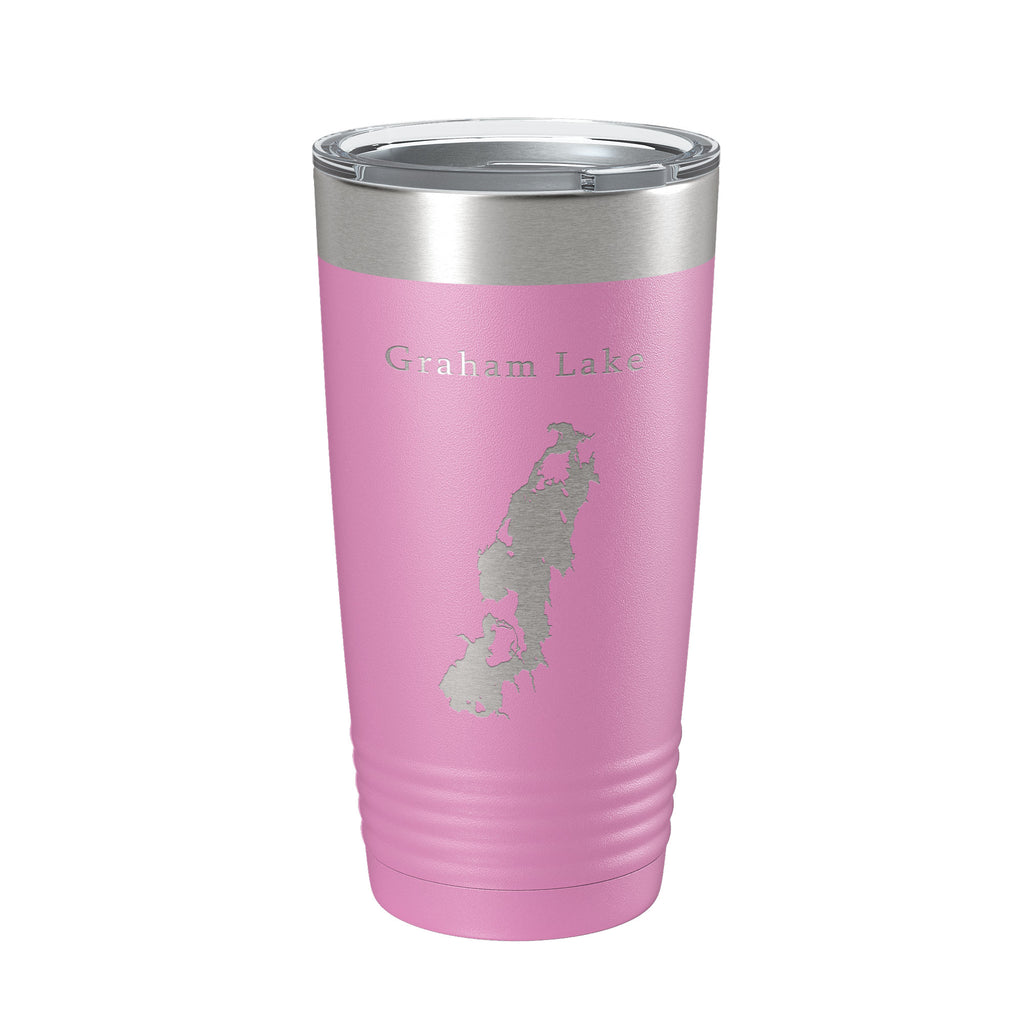 Graham Lake Map Tumbler Travel Mug Insulated Laser Engraved Coffee Cup Maine 20 oz