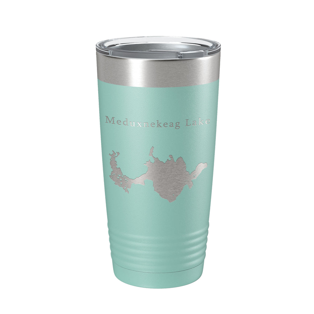 Meduxnekeag Lake Map Tumbler Travel Mug Insulated Laser Engraved Coffee Cup Maine 20 oz