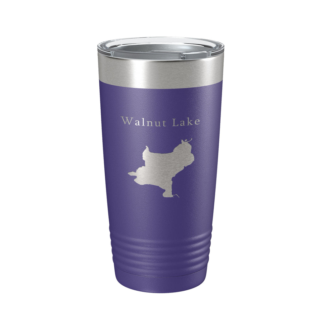Walnut Lake Map Tumbler Travel Mug Insulated Laser Engraved Coffee Cup Michigan 20 oz