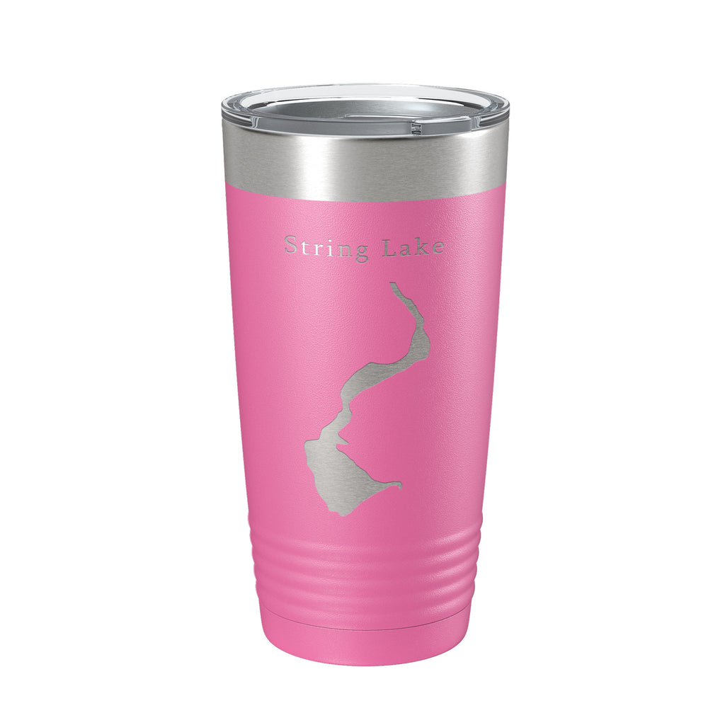 String Lake Map Tumbler Travel Mug Insulated Laser Engraved Coffee Cup Grand Teton Wyoming 20 oz