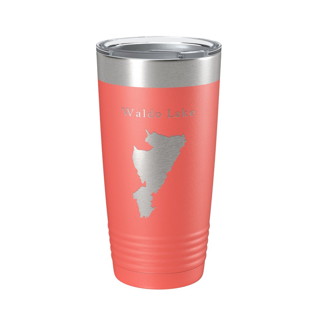 Waldo Lake Map Tumbler Travel Mug Insulated Laser Engraved Coffee Cup Oregon 20 oz