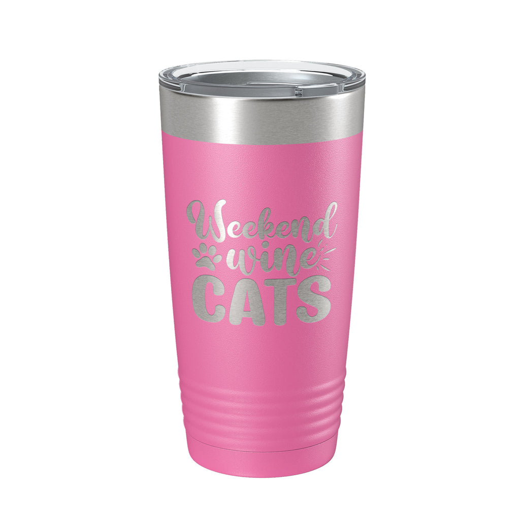 Weekend Wine Cats Tumbler Travel Mug Funny Cat Lover Gift Insulated Laser Engraved Coffee Cup 20 oz