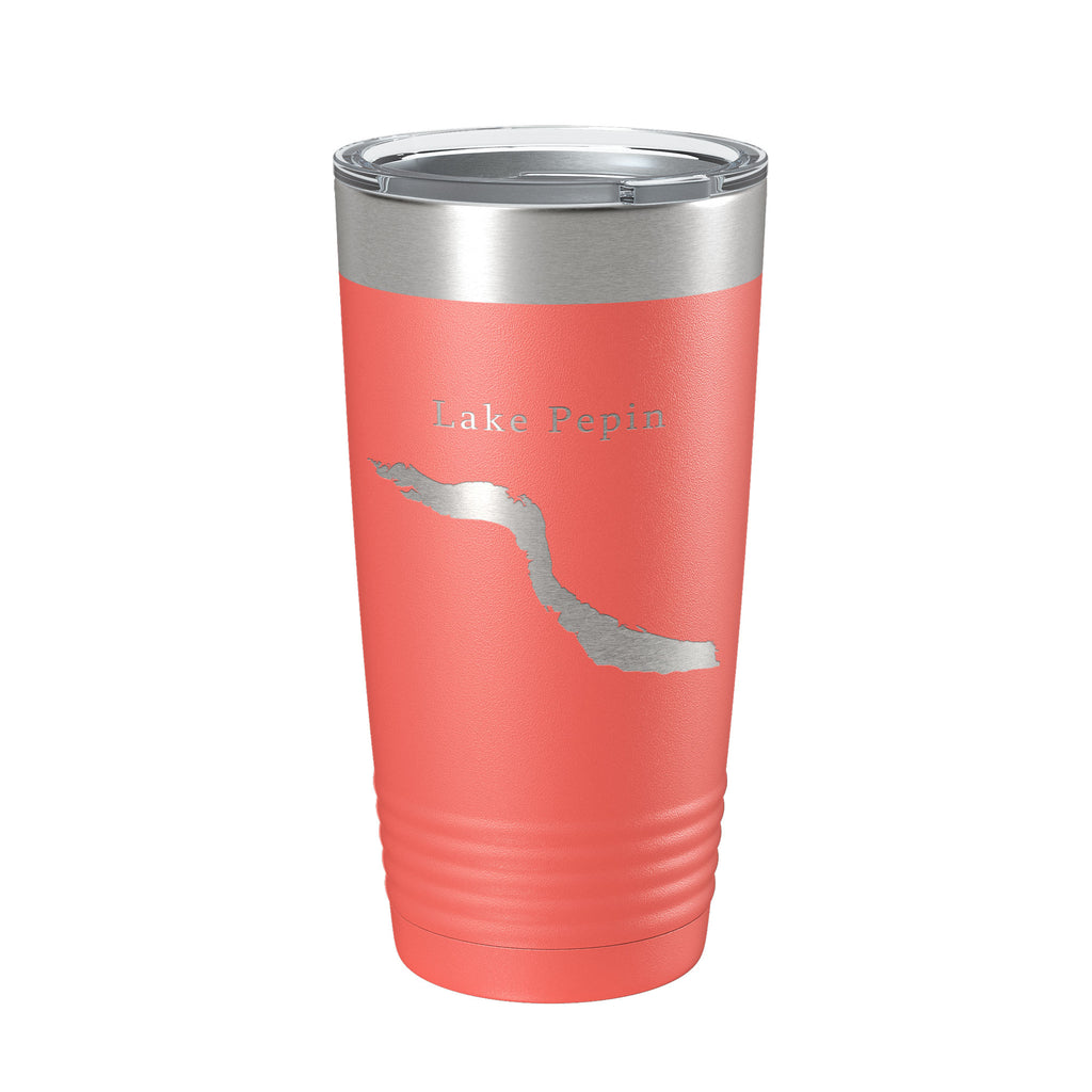 Lake Pepin Map Tumbler Travel Mug Insulated Laser Engraved Coffee Cup Minnesota Wisconsin 20 oz