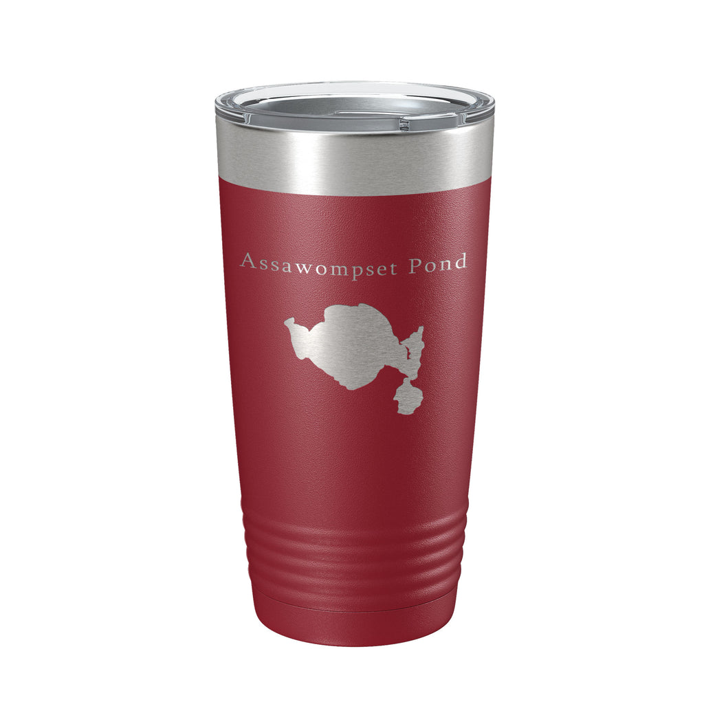 Assawompset Pond Tumbler Lake Map Travel Mug Insulated Laser Engraved Coffee Cup Massachusetts 20 oz