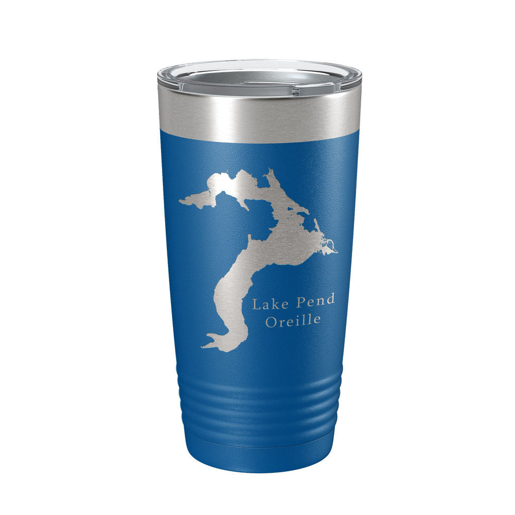 Lake Pend Oreille Map Tumbler Travel Mug Insulated Laser Engraved Coffee Cup Idaho 20 oz