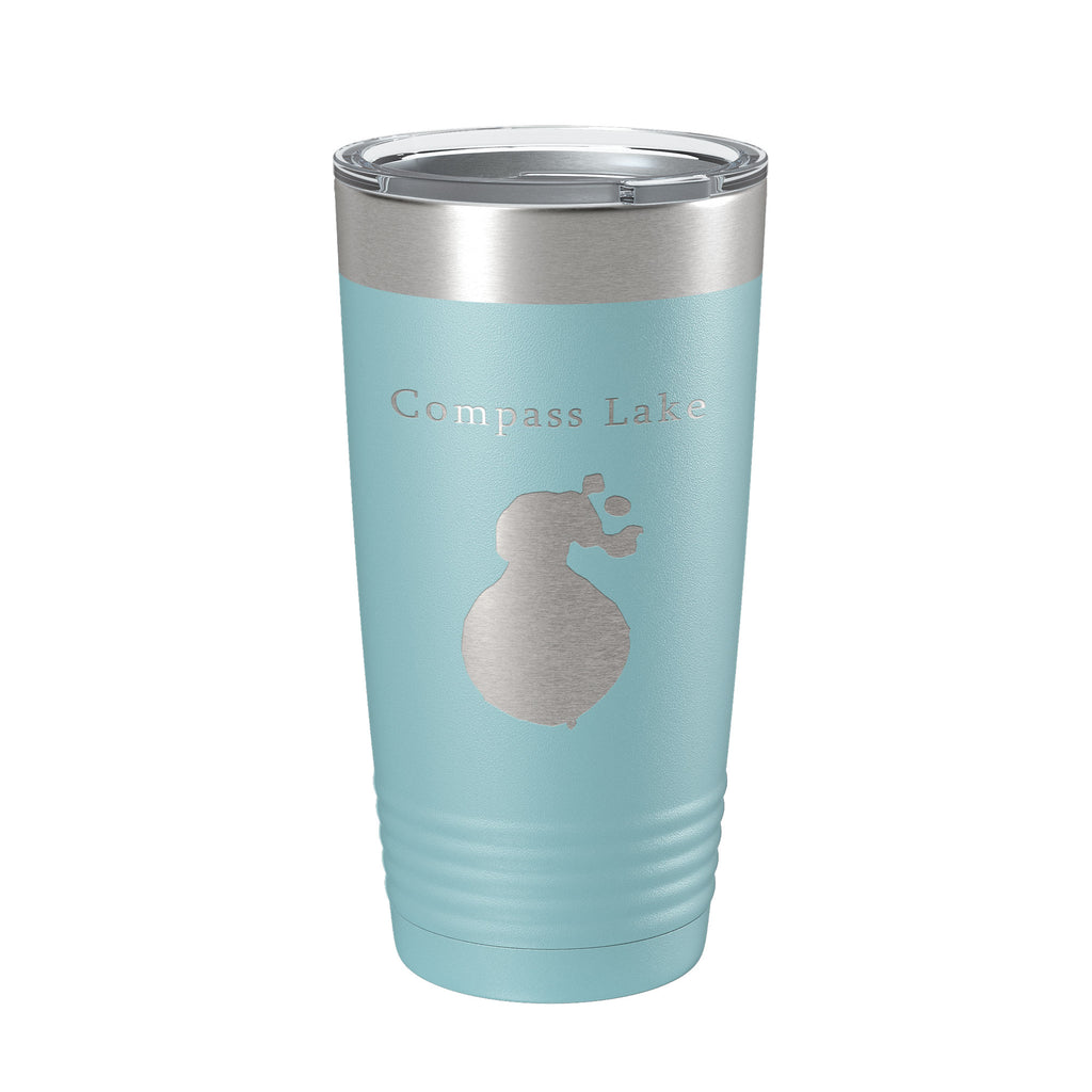 Compass Lake Map Tumbler Travel Mug Insulated Laser Engraved Coffee Cup Florida 20 oz