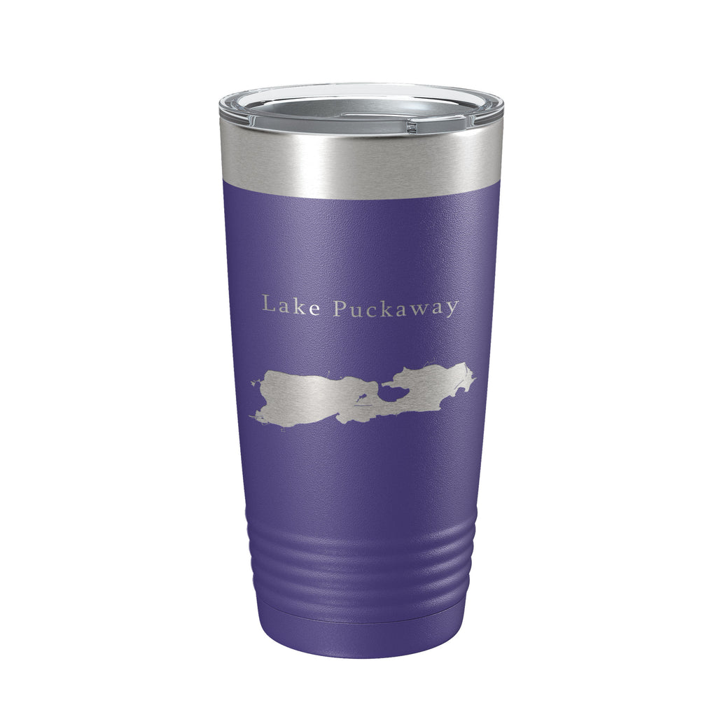Lake Puckaway Map Tumbler Travel Mug Insulated Laser Engraved Coffee Cup Wisconsin 20 oz