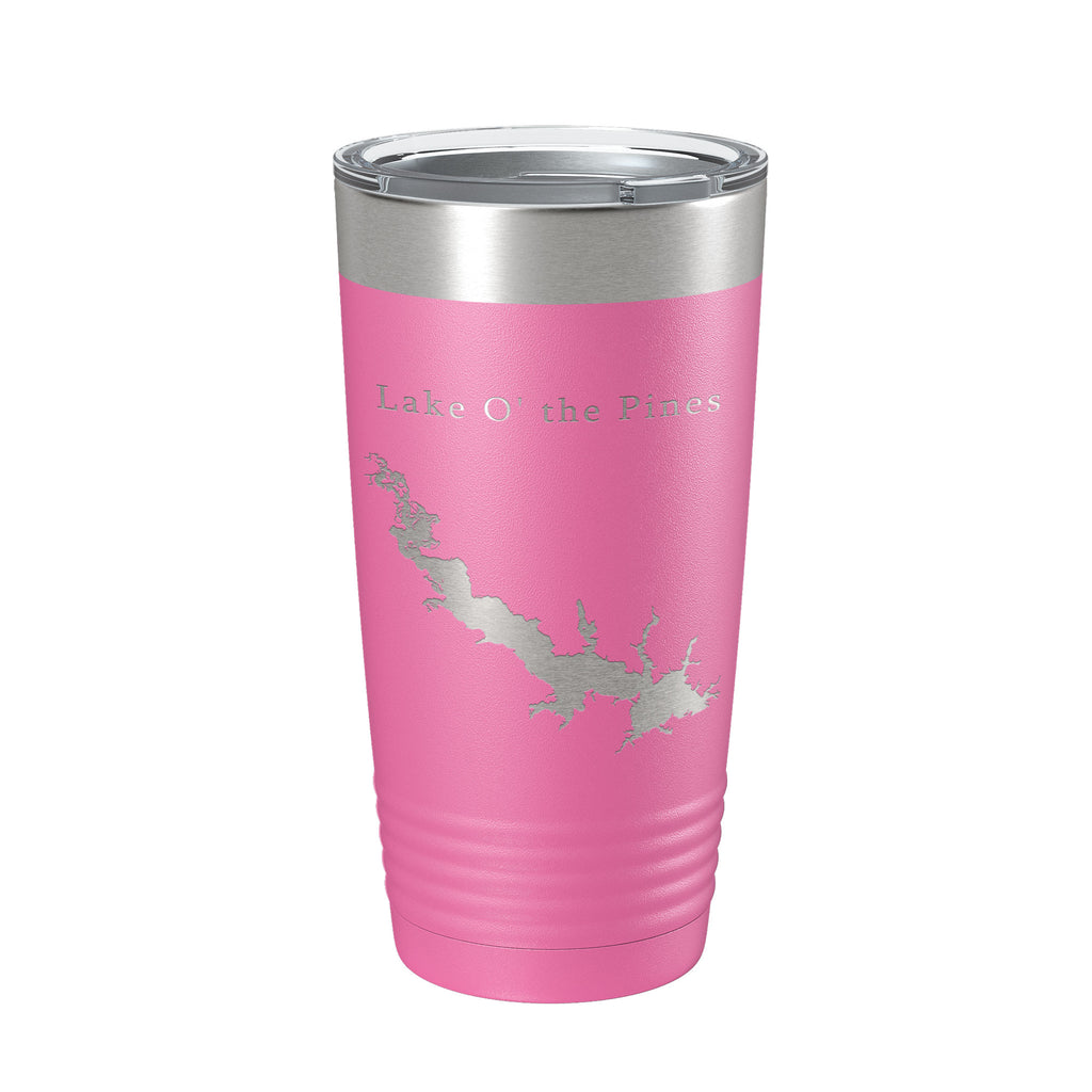 Lake O' the Pines Map Tumbler Travel Mug Insulated Laser Engraved Coffee Cup Texas 20 oz