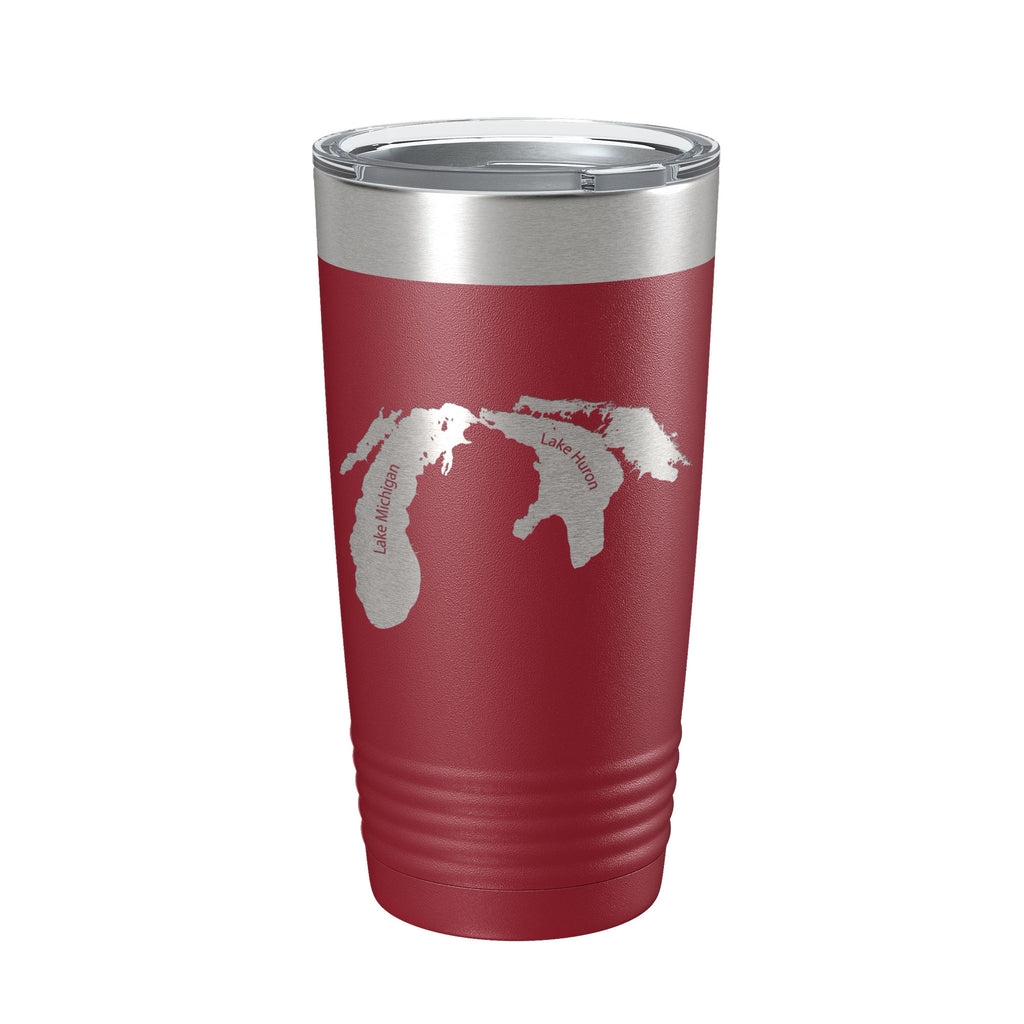 Lake Michigan-Huron Map Tumbler Travel Mug Insulated Laser Engraved Coffee Cup Illinois Wisconsin Indiana Michigan Ontario 20oz