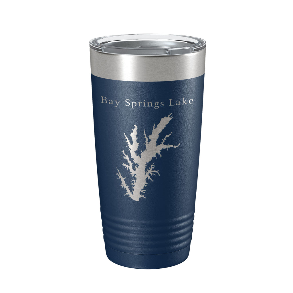 Bay Springs Lake Map Tumbler Travel Mug Insulated Laser Engraved Coffee Cup Mississippi 20 oz