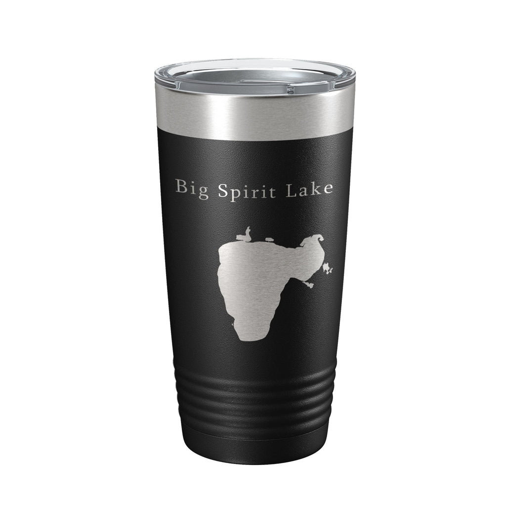 Big Spirit Lake Map Tumbler Travel Mug Insulated Laser Engraved Coffee Cup Iowa Minnesota 20 oz