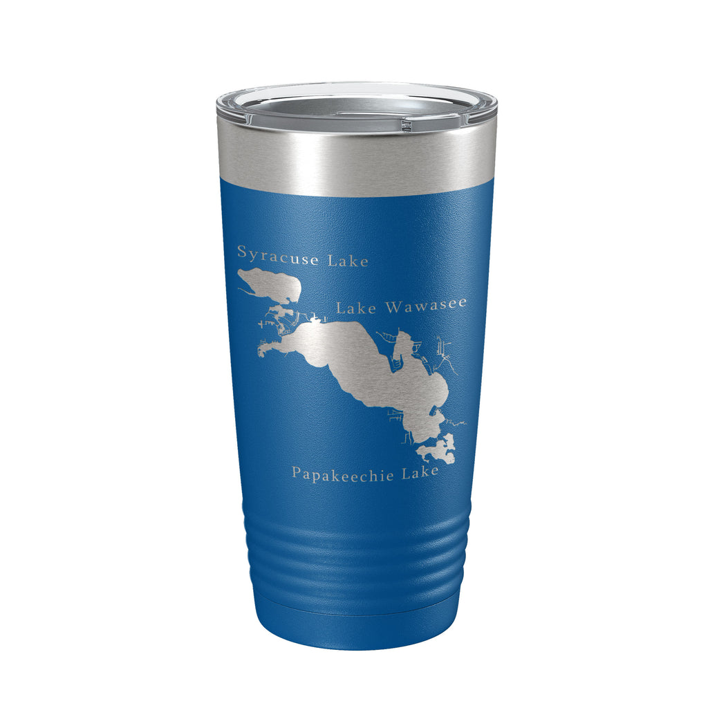 Lakes Wawasee Syracuse & Papakeechie Map Tumbler Travel Mug Insulated Laser Engraved Coffee Cup Indiana 20 oz