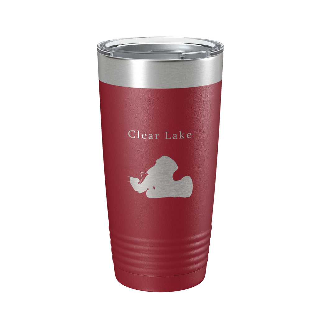 Clear Lake Map Tumbler Travel Mug Insulated Laser Engraved Coffee Cup Indiana 20 oz