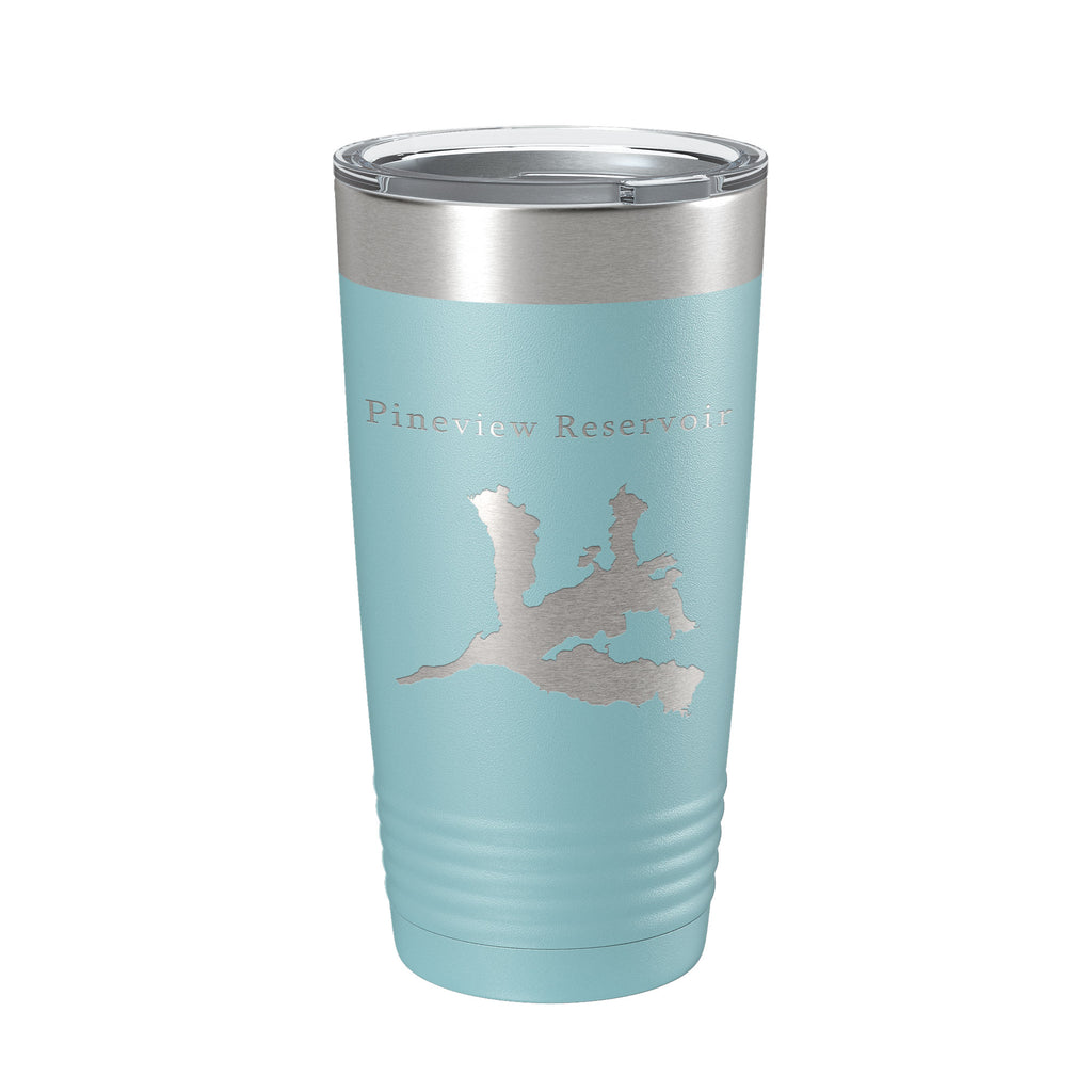 Pineview Reservoir Tumbler Lake Map Travel Mug Insulated Laser Engraved Coffee Cup Utah 20 oz