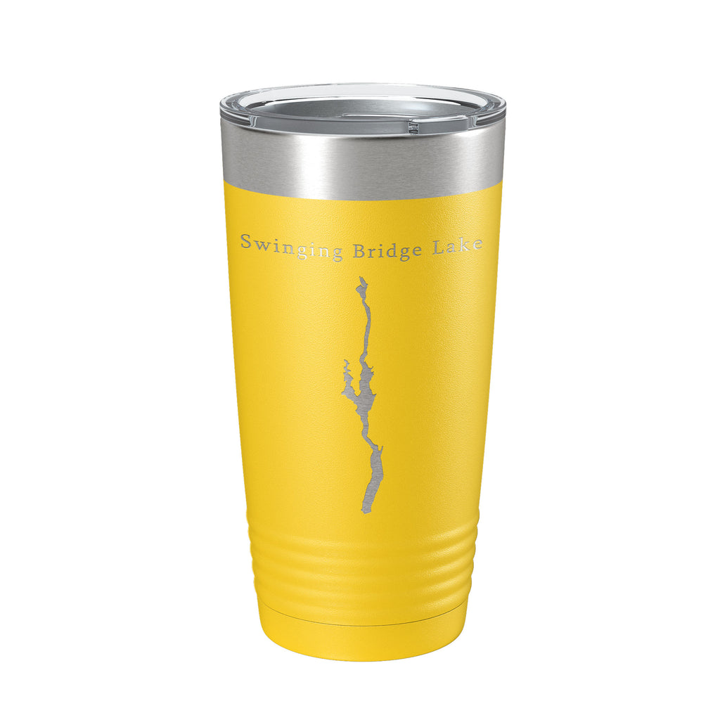 Swinging Bridge Lake Map Tumbler Travel Mug Insulated Laser Engraved Coffee Cup New York 20 oz