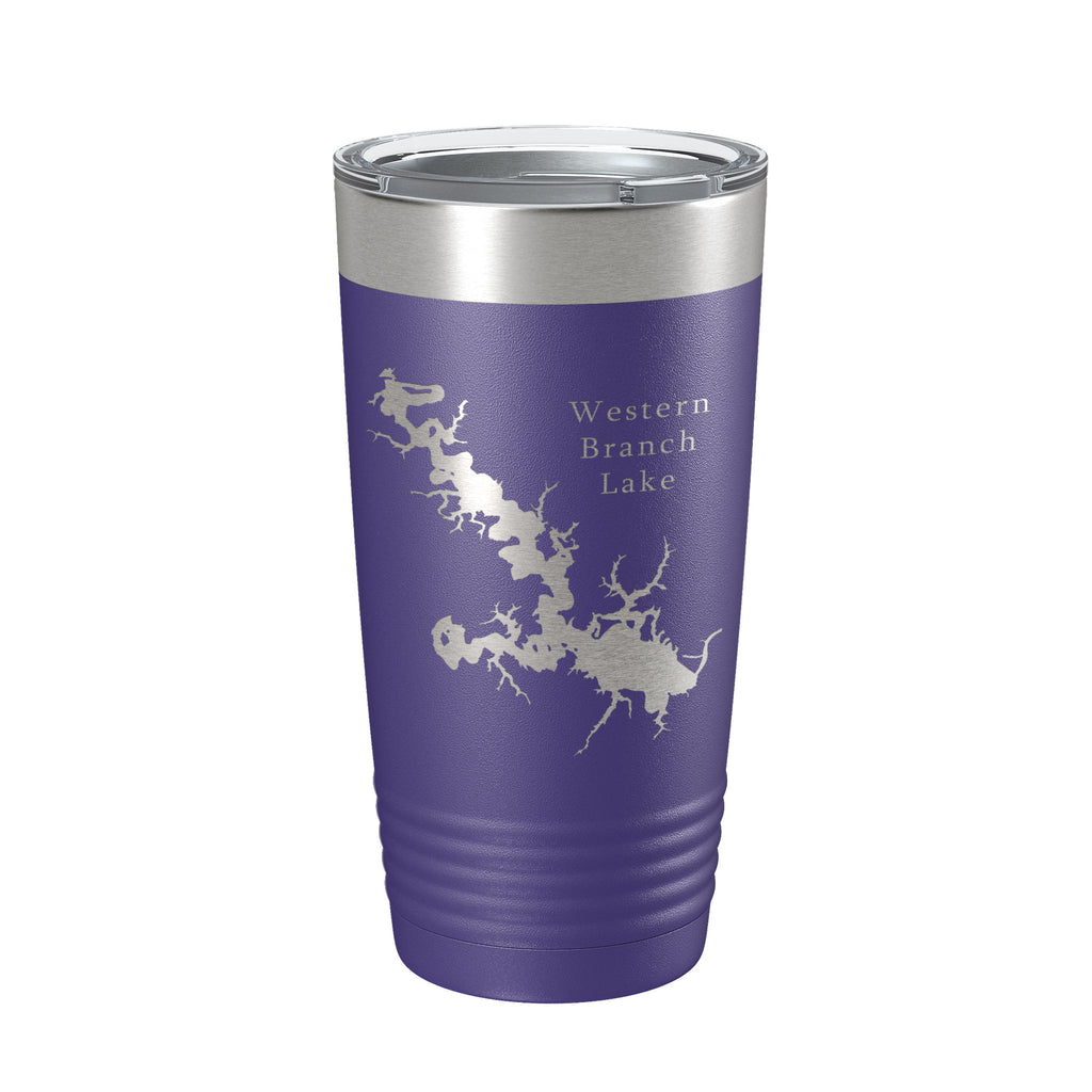 Western Branch Lake Reservoir Map Tumbler Travel Mug Insulated Laser Engraved Coffee Cup Suffolk Virginia 20 oz