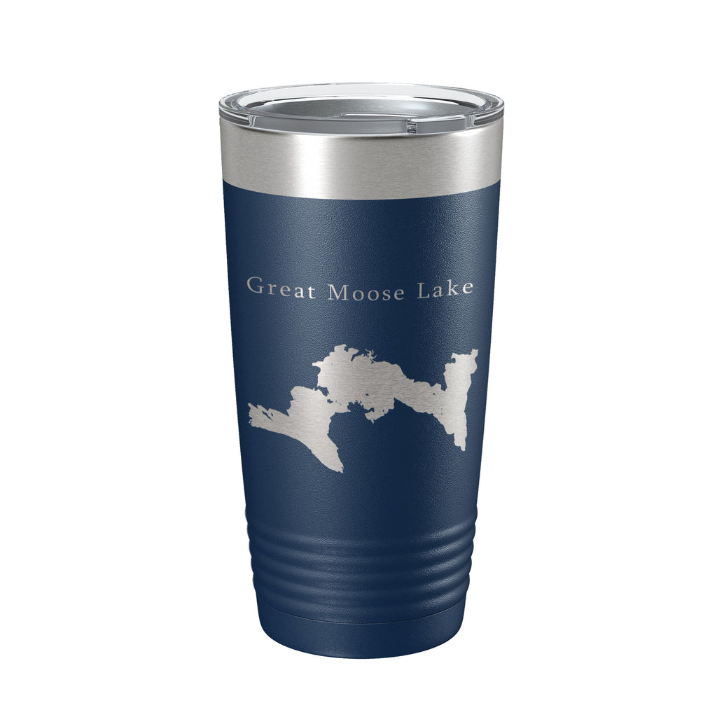 Great Moose Lake Map Tumbler Travel Mug Insulated Laser Engraved Coffee Cup Maine 20 oz