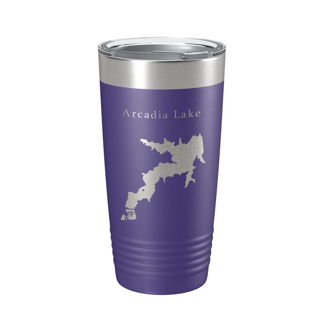 Arcadia Lake Map Tumbler Travel Mug Insulated Laser Engraved Coffee Cup Oklahoma 20 oz