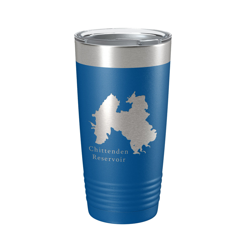 Chittenden Reservoir Tumbler Lake Map Travel Mug Insulated Laser Engraved Coffee Cup Vermont 20 oz