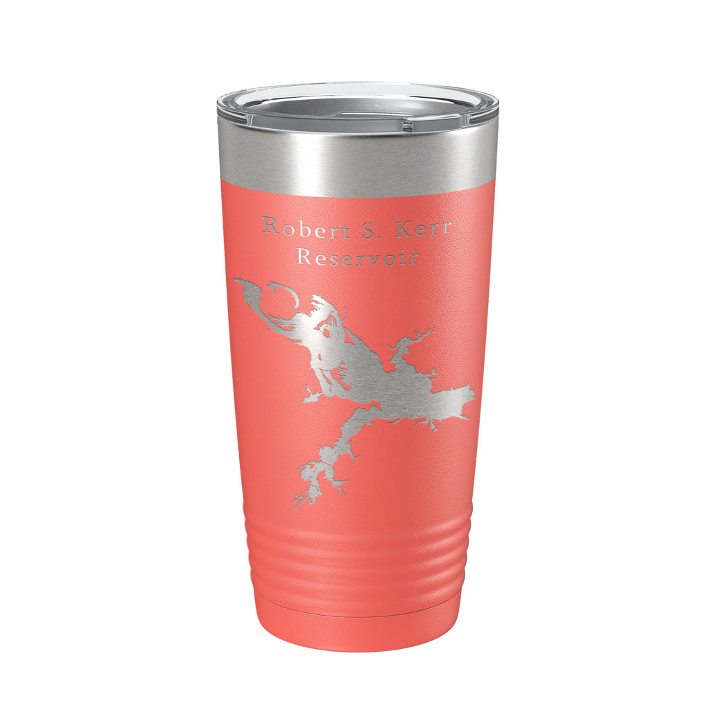 Robert S. Kerr Reservoir Tumbler Lake Map Travel Mug Insulated Laser Engraved Coffee Cup Oklahoma 20 oz