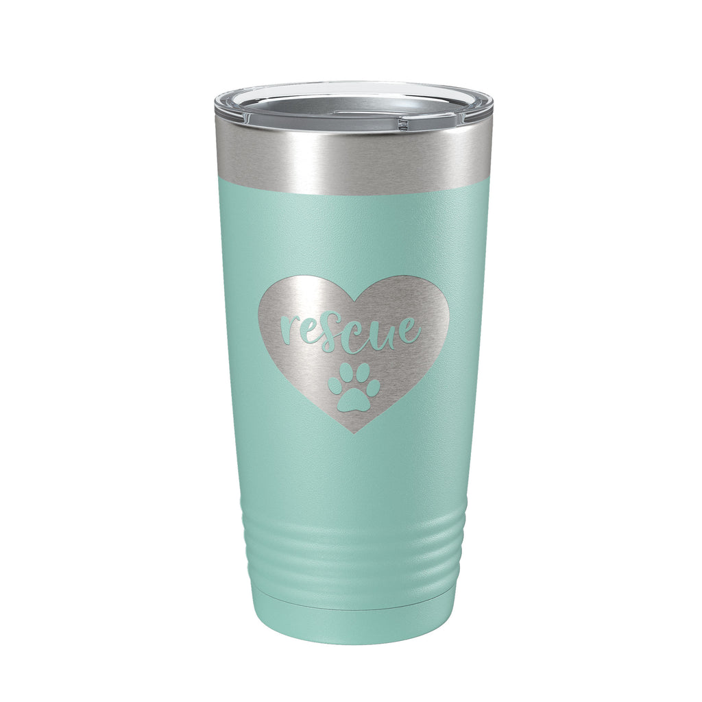 Rescue Dog Tumbler Love Heart Travel Mug Gift Insulated Laser Engraved Coffee Cup 20 oz