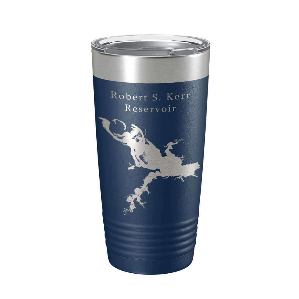 Robert S. Kerr Reservoir Tumbler Lake Map Travel Mug Insulated Laser Engraved Coffee Cup Oklahoma 20 oz