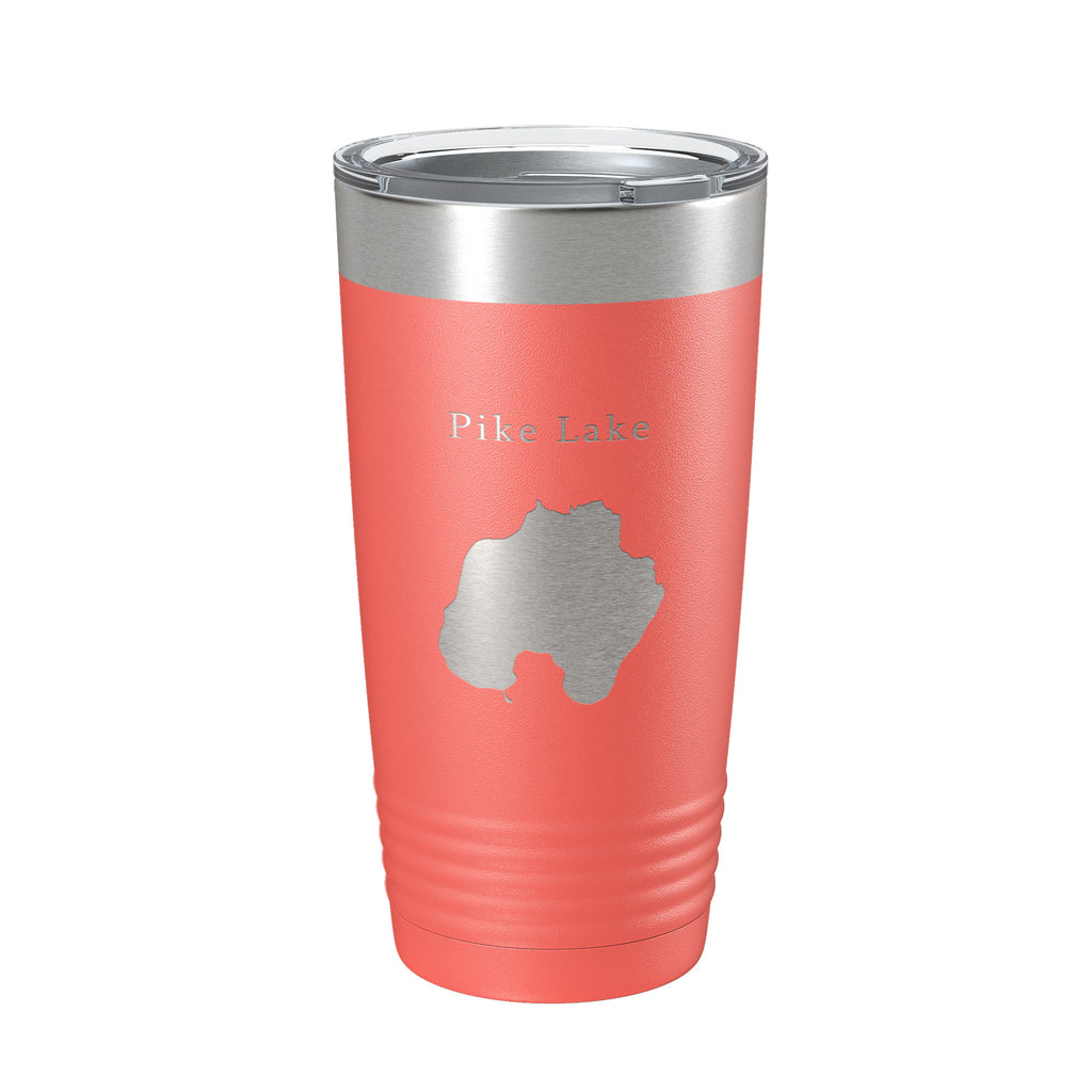 Pike Lake Map Tumbler Travel Mug Insulated Laser Engraved Coffee Cup Washington County Wisconsin 20 oz