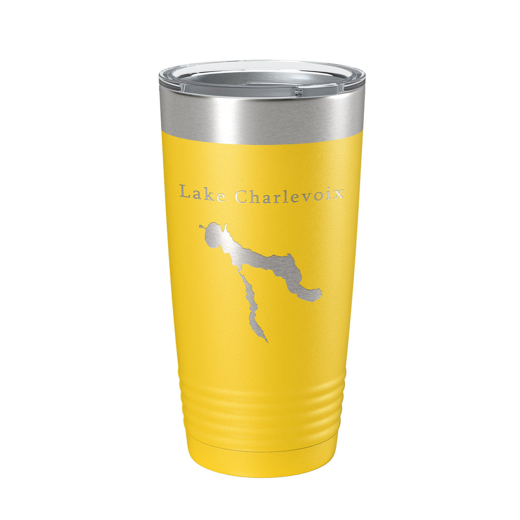 Lake Charlevoix Map Tumbler Travel Mug Insulated Laser Engraved Coffee Cup Michigan 20 oz