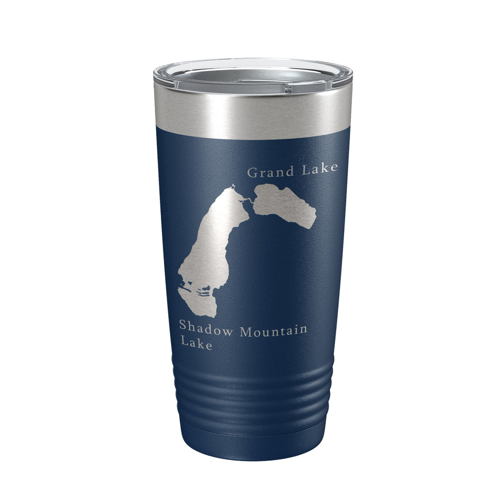 Shadow Mountain & Grand Lakes Map Tumbler Travel Mug Insulated Laser Engraved Coffee Cup Colorado 20 oz